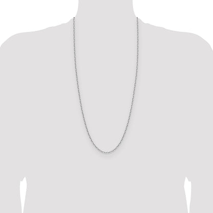14k White Gold 2.1mm Solid Beveled Paperclip Chain