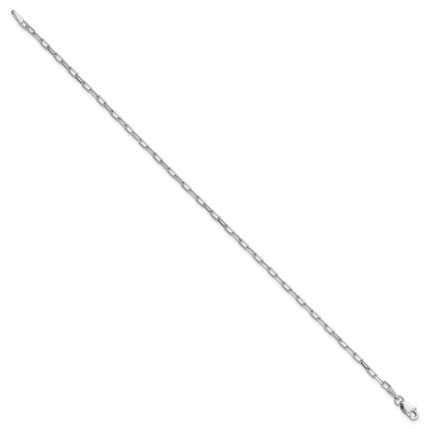 14k White Gold 2.1mm Solid Beveled Paperclip Chain