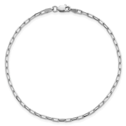 14k White Gold 2.1mm Solid Beveled Paperclip Chain