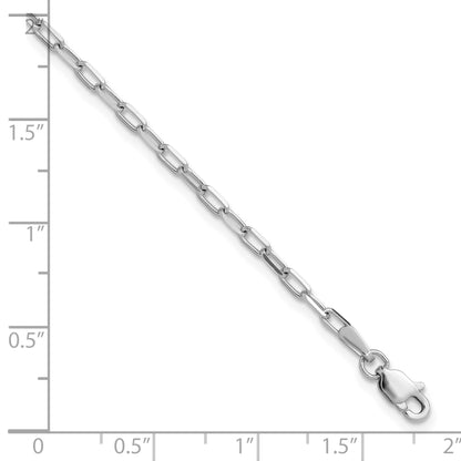 14k White Gold 2.1mm Solid Beveled Paperclip Chain