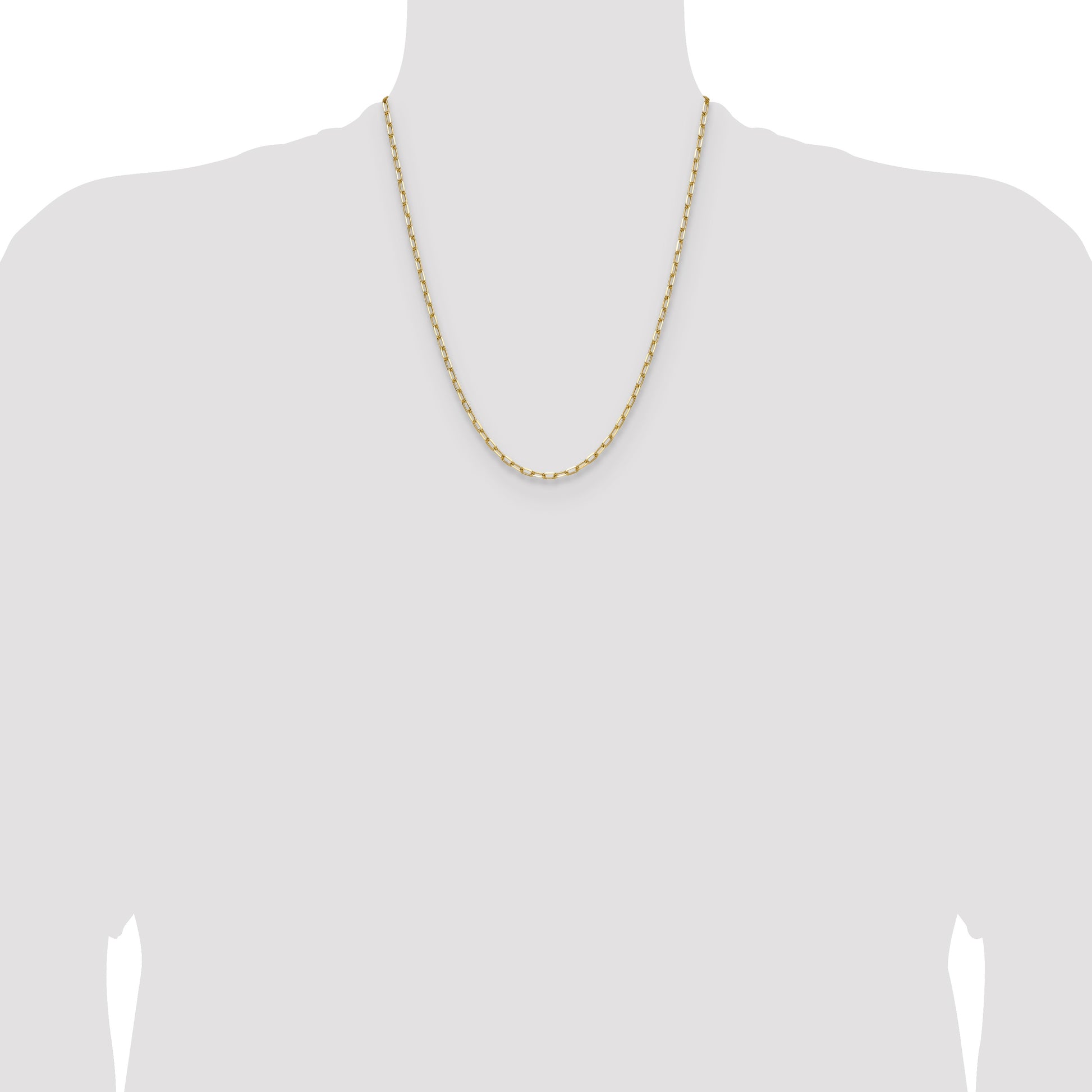14k 3.0mm Solid Beveled Paperclip Chain