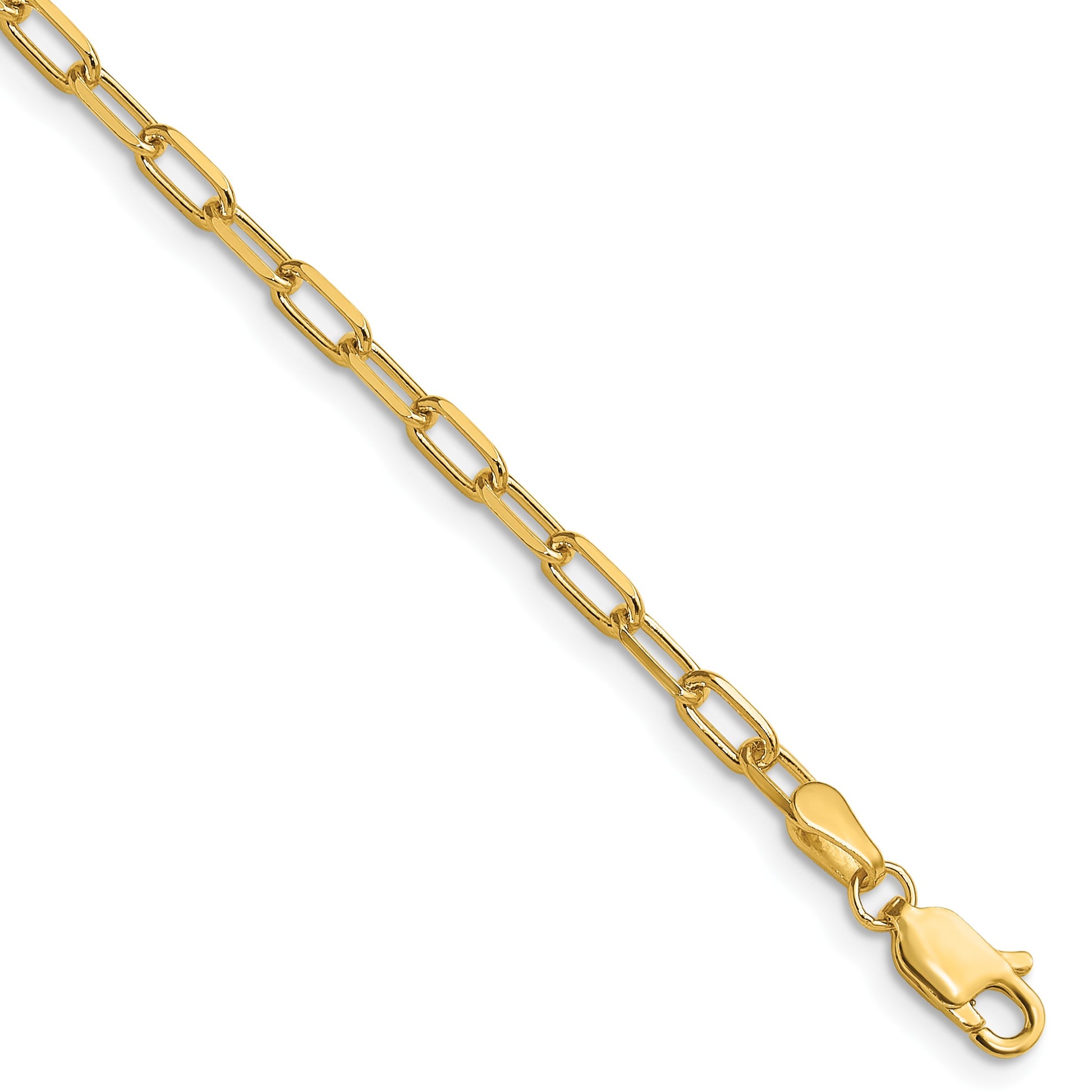 14k 3.0mm Solid Beveled Paperclip Chain