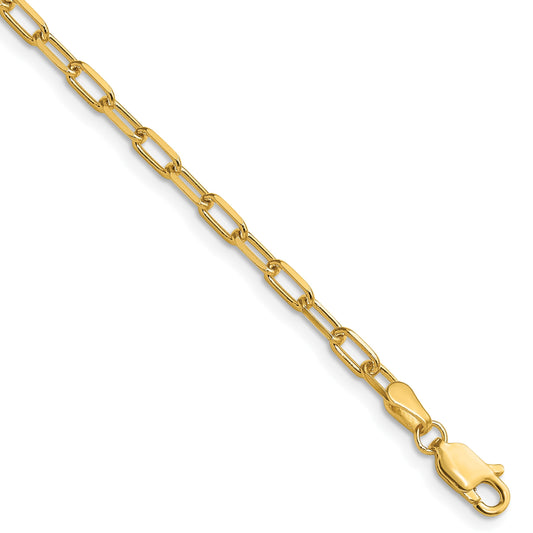 14k 3.0mm Solid Beveled Paperclip Chain