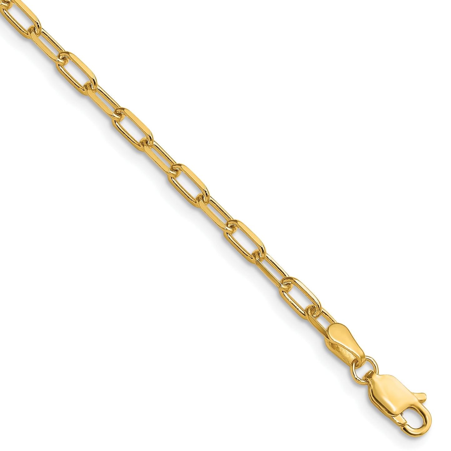 14k 3.0mm Solid Beveled Paperclip Chain
