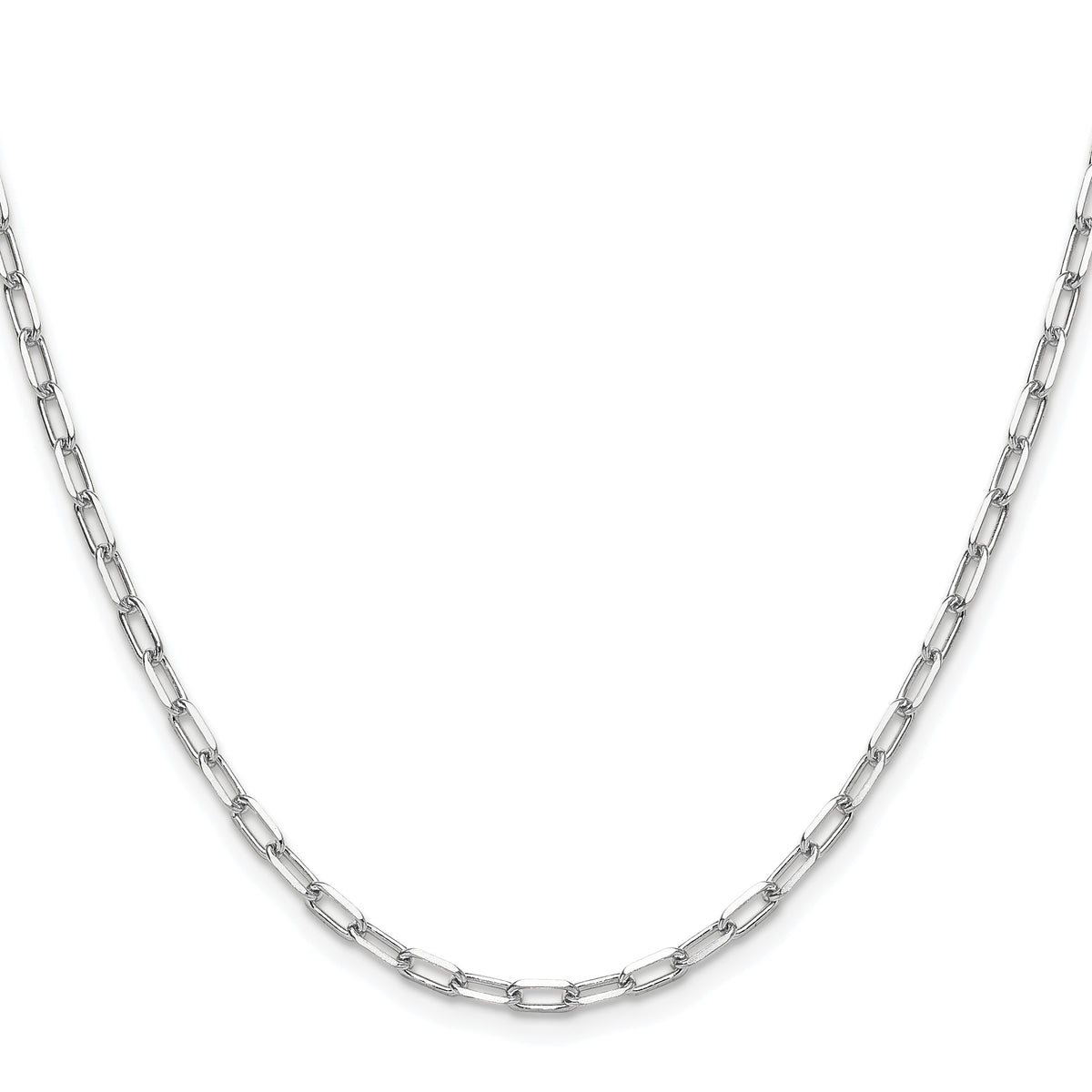 14k White Gold 3.0mm Solid Beveled D/C Paperclip Chain