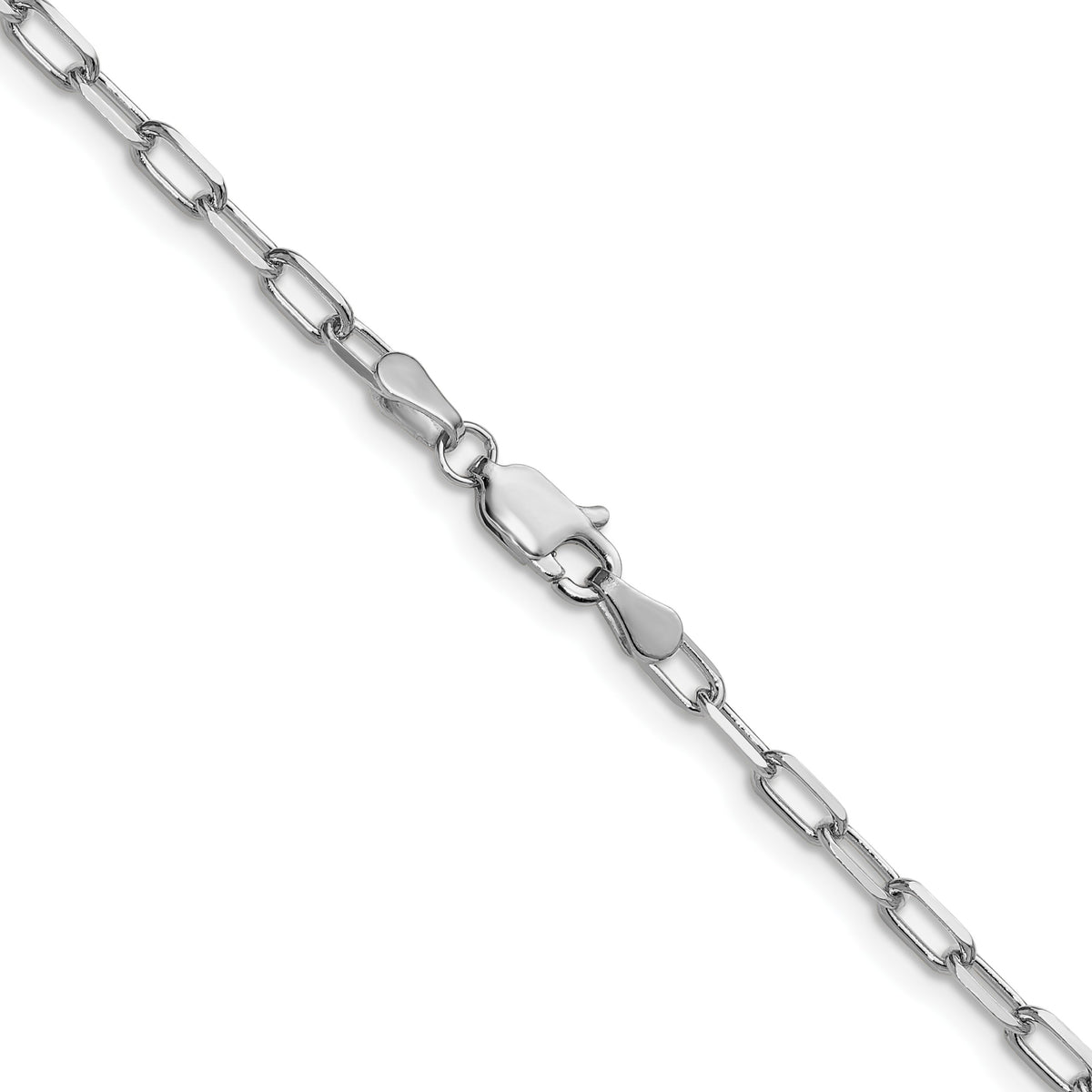 14k White Gold 3.0mm Solid Beveled D/C Paperclip Chain