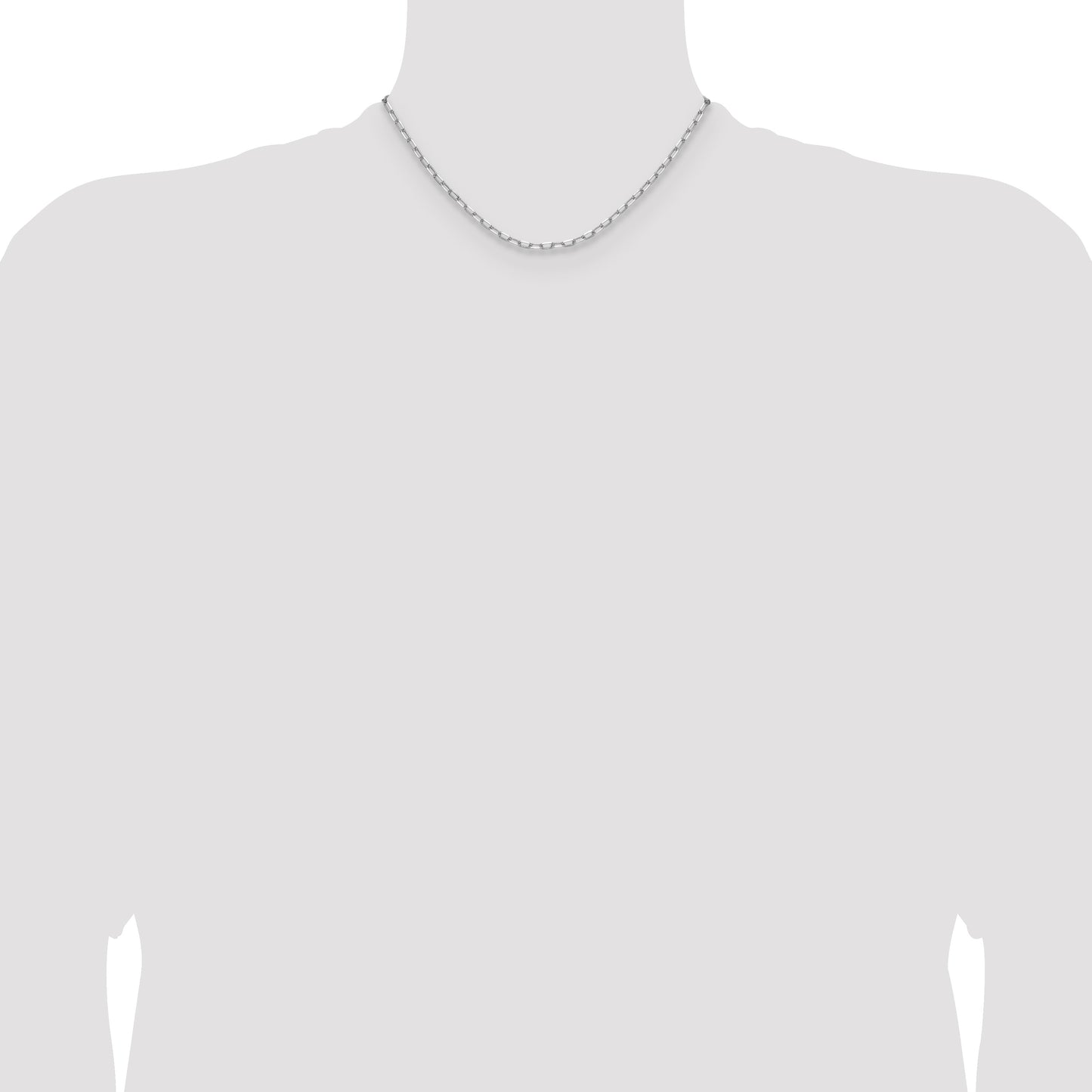 14k White Gold 3.0mm Solid Beveled Paperclip Chain