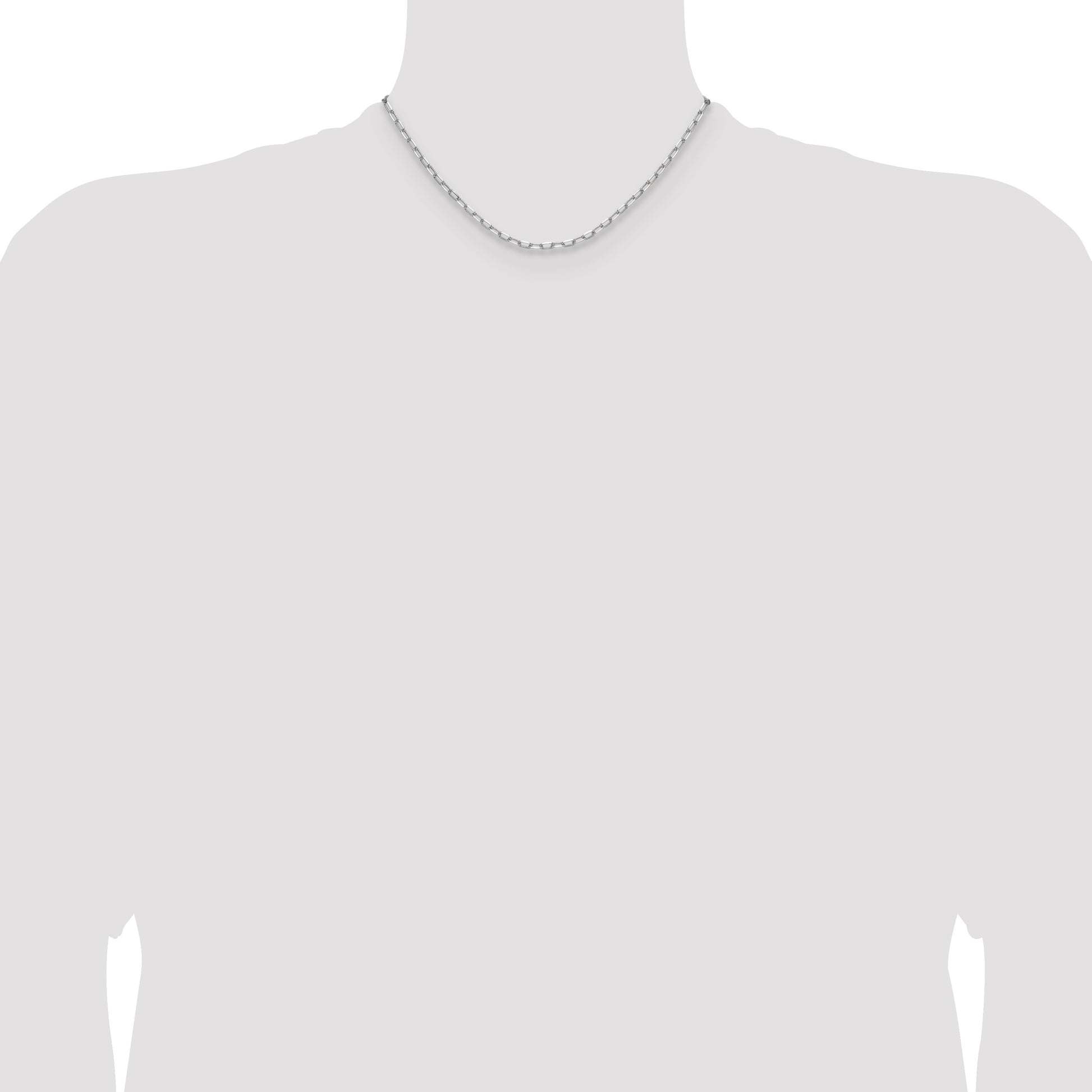 14k White Gold 3.0mm Solid Beveled Paperclip Chain