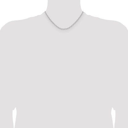 14k White Gold 3.0mm Solid Beveled Paperclip Chain