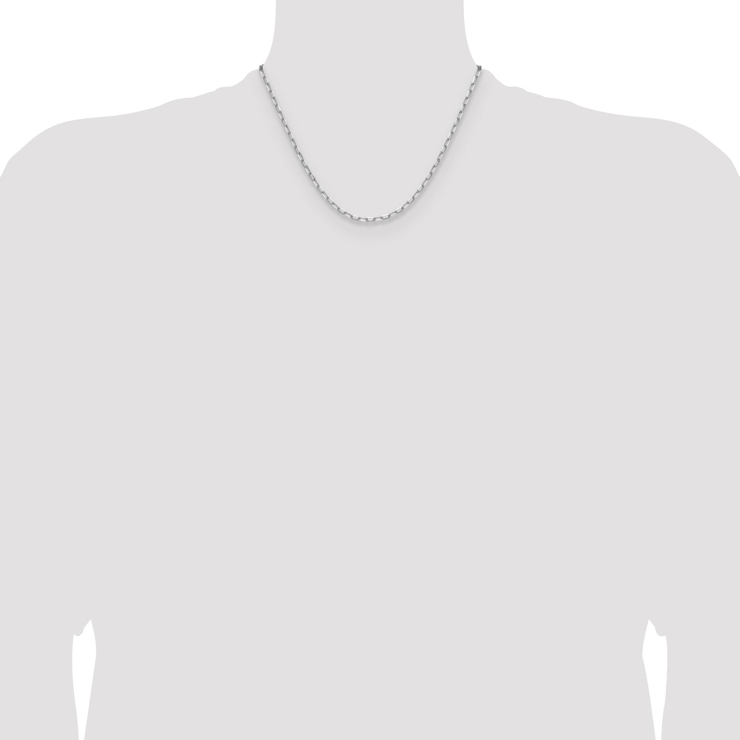 14k White Gold 3.0mm Solid Beveled Paperclip Chain