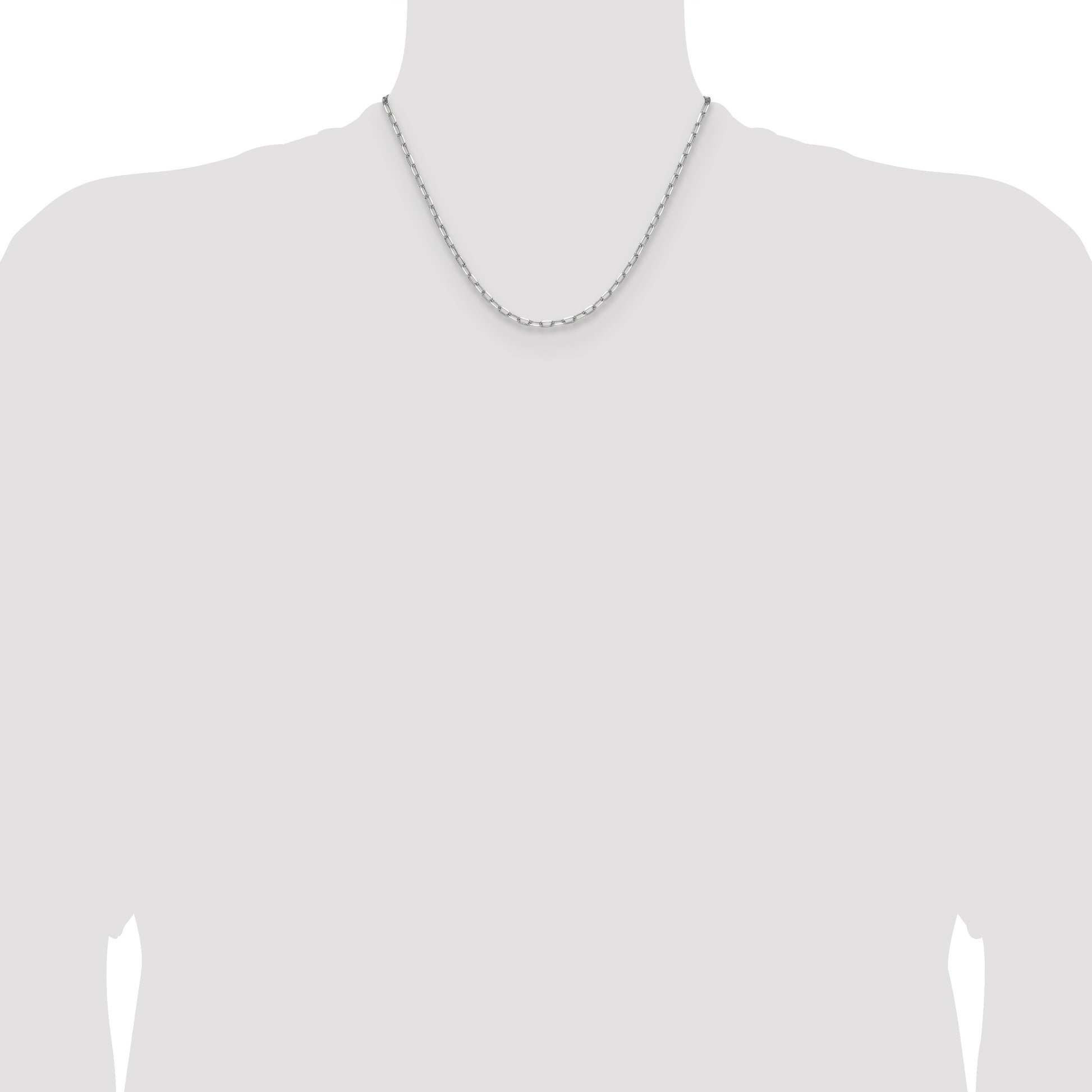 14k White Gold 3.0mm Solid Beveled Paperclip Chain
