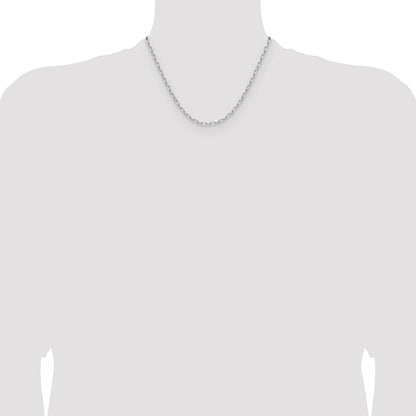 14k White Gold 3.0mm Solid Beveled Paperclip Chain