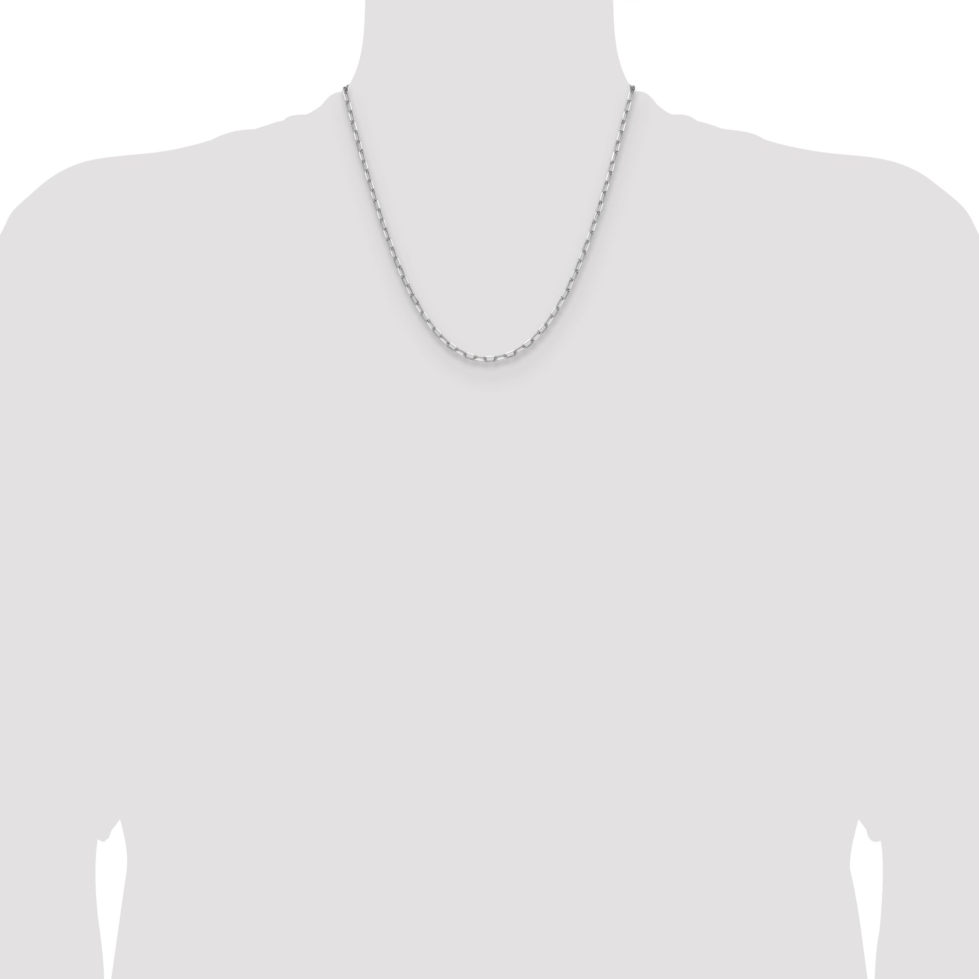 14k White Gold 3.0mm Solid Beveled Paperclip Chain