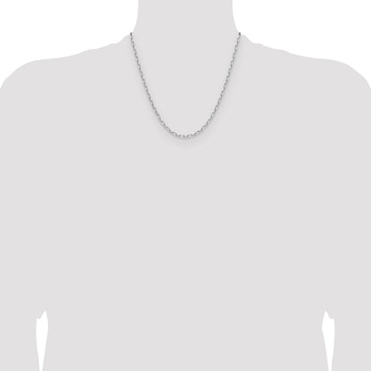 14k White Gold 3.0mm Solid Beveled Paperclip Chain