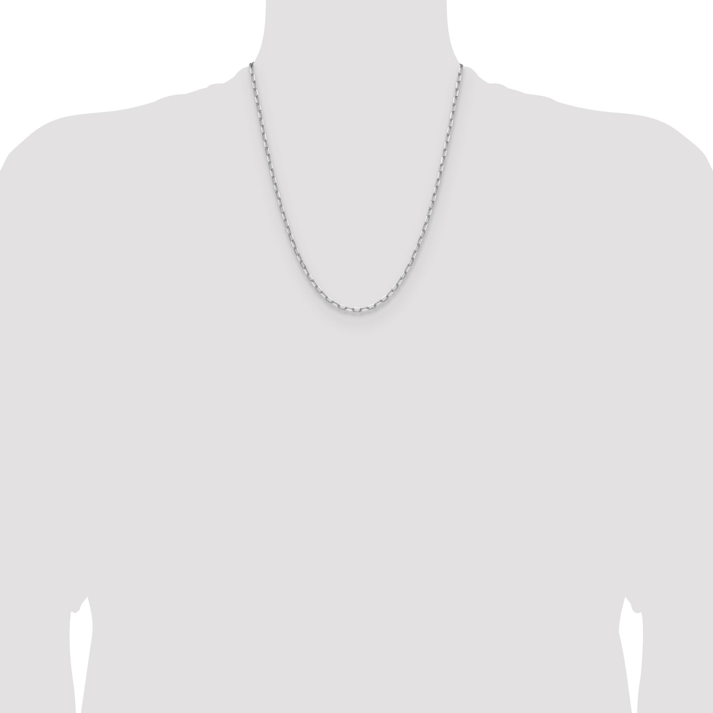 14k White Gold 3.0mm Solid Beveled Paperclip Chain