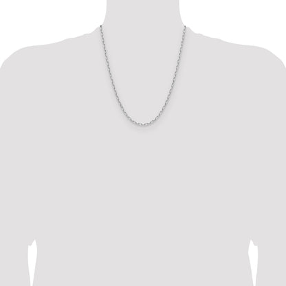 14k White Gold 3.0mm Solid Beveled Paperclip Chain
