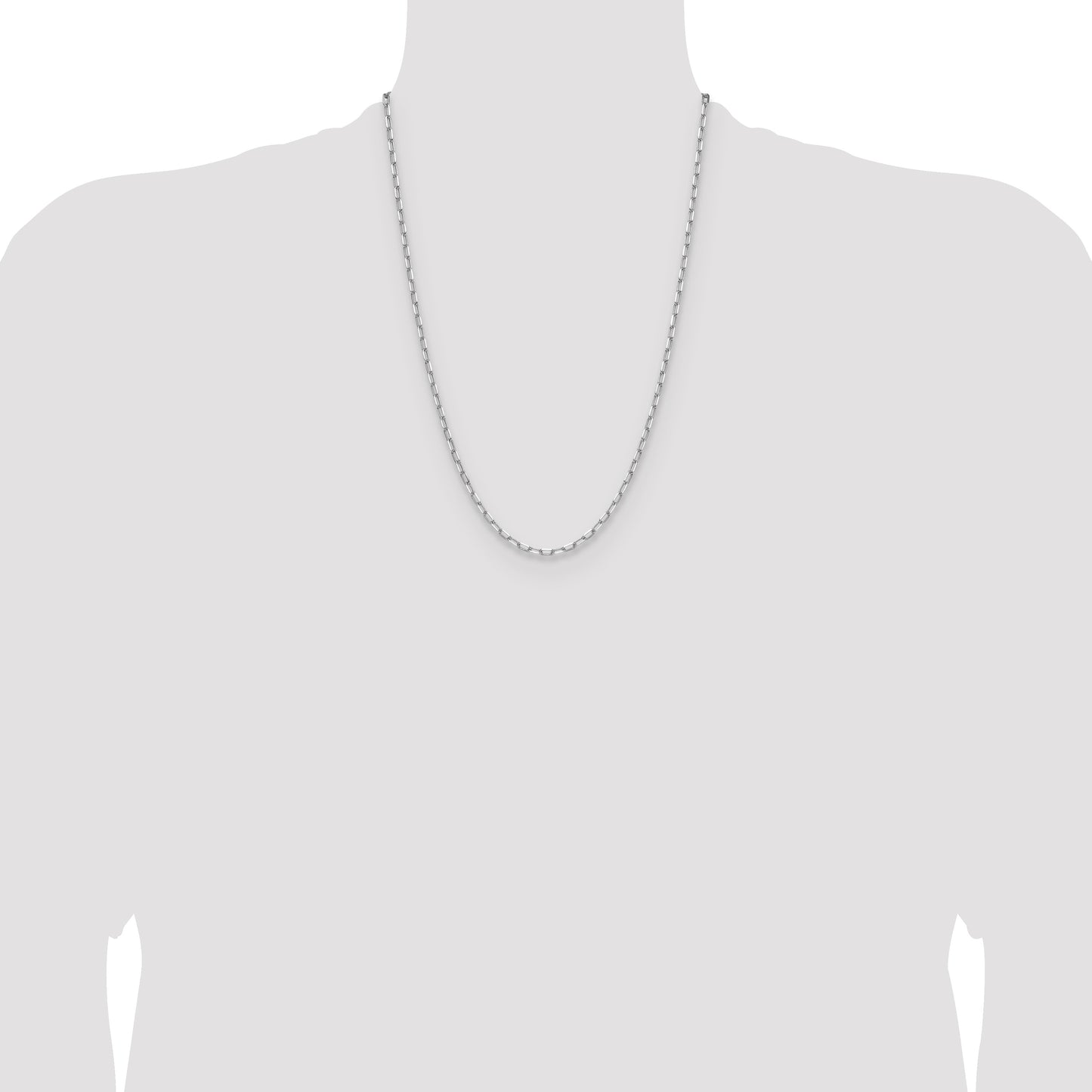 14k White Gold 3.0mm Solid Beveled Paperclip Chain