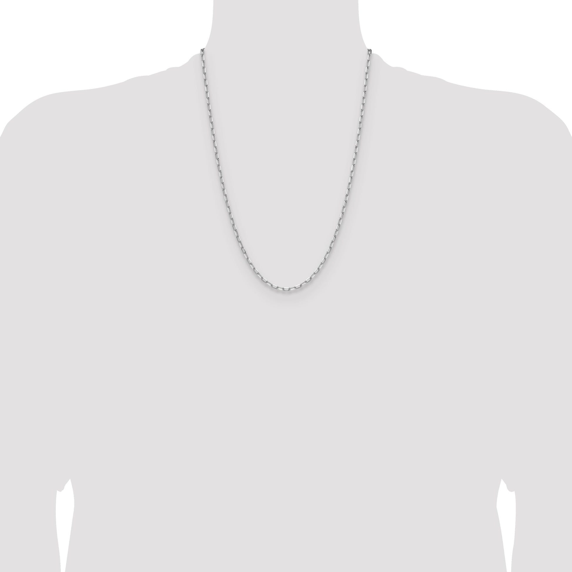 14k White Gold 3.0mm Solid Beveled Paperclip Chain