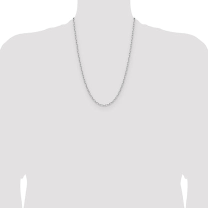 14k White Gold 3.0mm Solid Beveled Paperclip Chain
