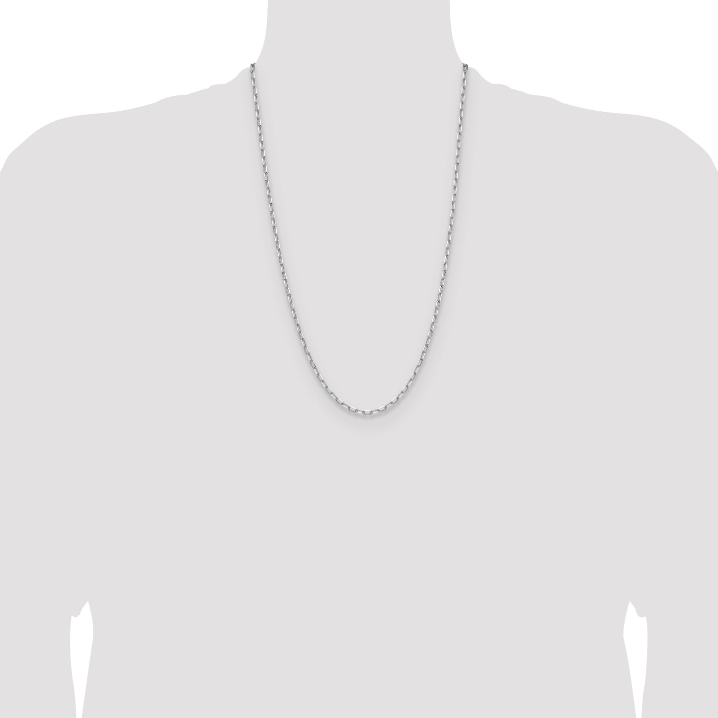 14k White Gold 3.0mm Solid Beveled Paperclip Chain