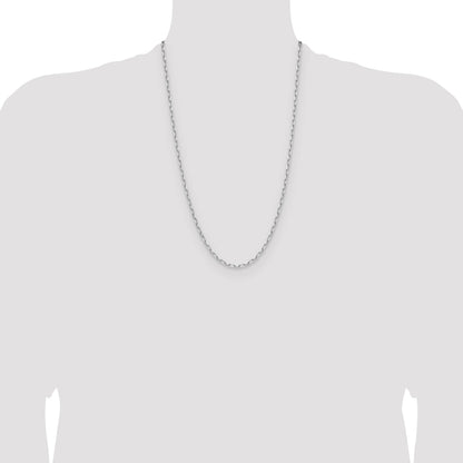 14k White Gold 3.0mm Solid Beveled Paperclip Chain