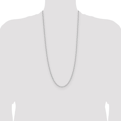 14k White Gold 3.0mm Solid Beveled D/C Paperclip Chain