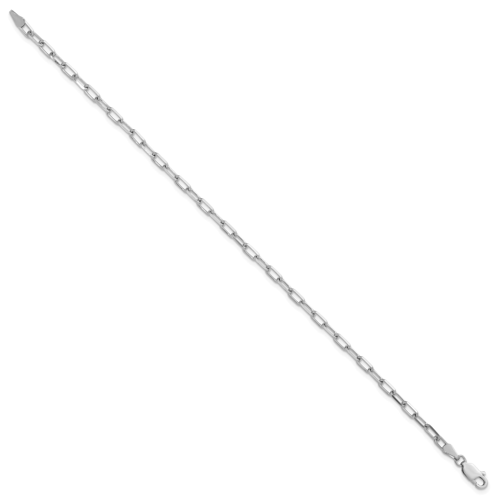 14k White Gold 3.0mm Solid Beveled Paperclip Chain