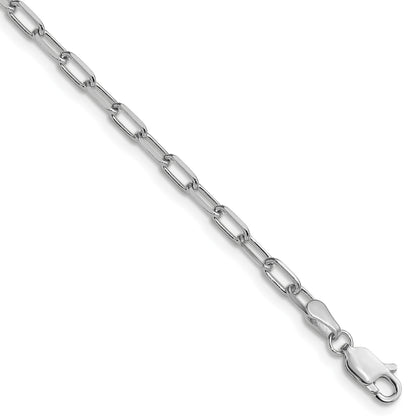14k White Gold 3.0mm Solid Beveled D/C Paperclip Chain