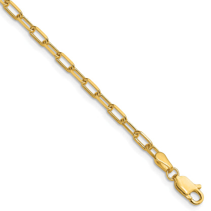 14k 3.0mm Solid Beveled Paperclip Chain