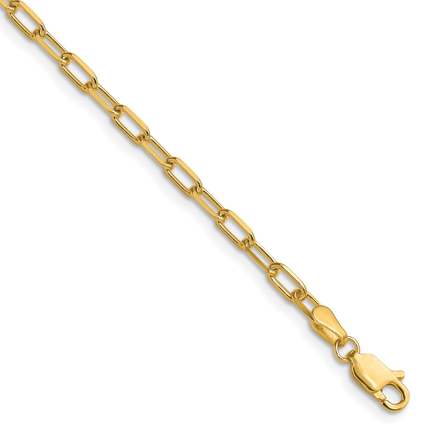 14k 3.0mm Solid Beveled Paperclip Chain