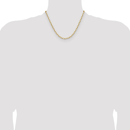 14k 3.5mm Solid Beveled Paperclip Chain