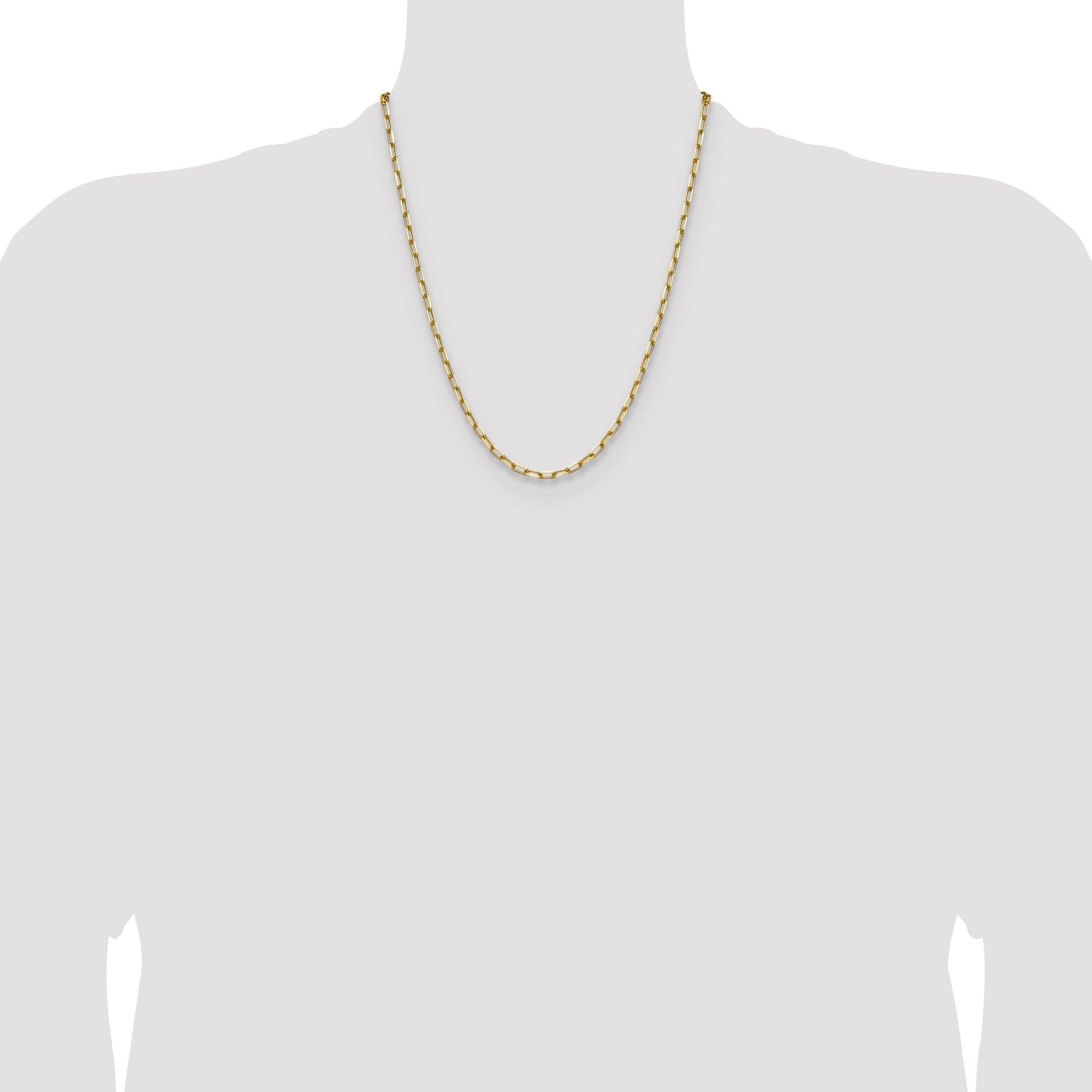 14k 3.5mm Solid Beveled Paperclip Chain