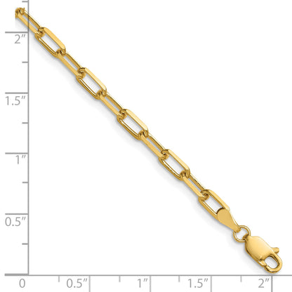 14k 3.5mm Solid Beveled Paperclip Chain