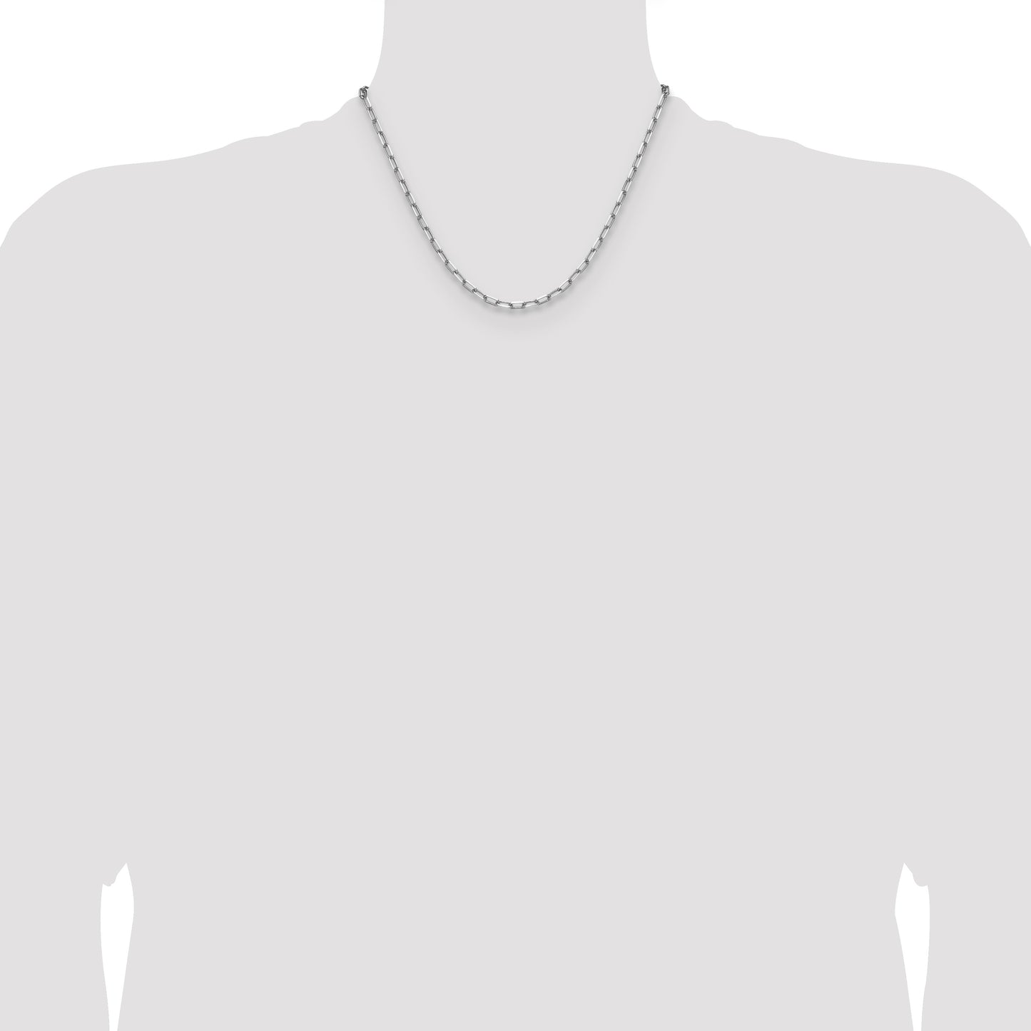 14k White Gold 3.5mm Solid Beveled Paperclip Chain