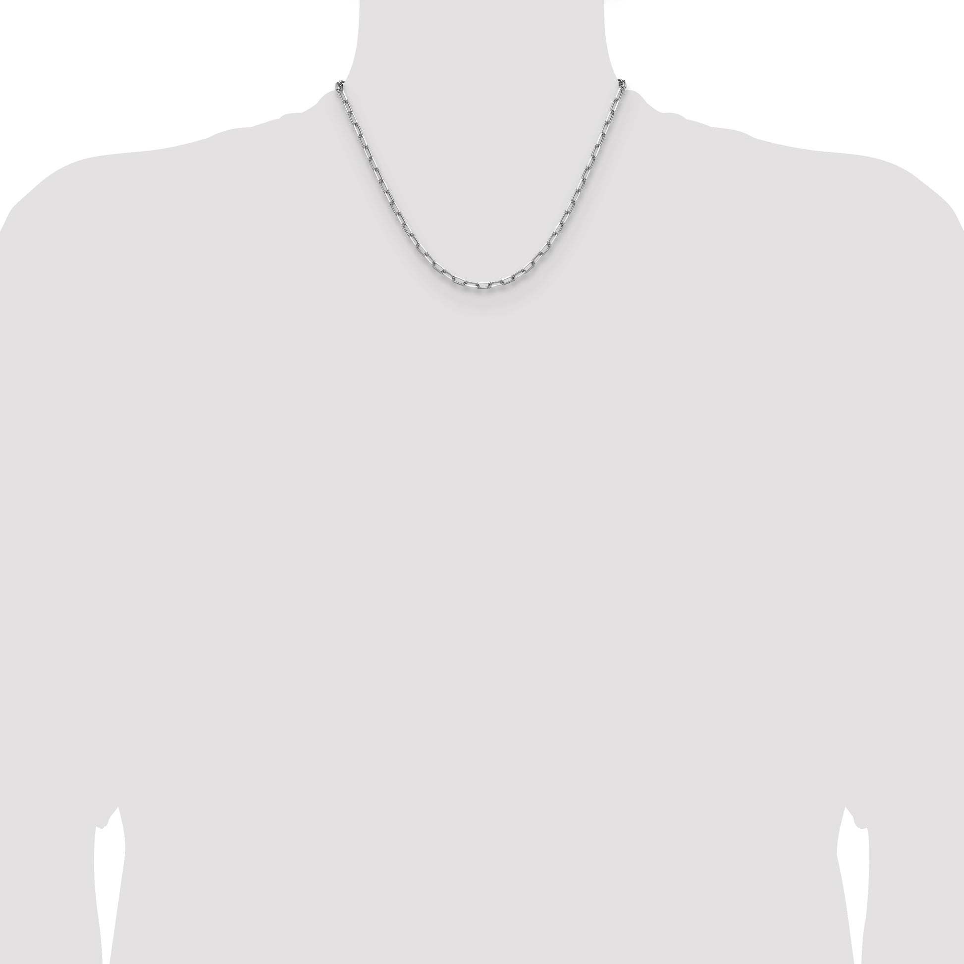 14k White Gold 3.5mm Solid Beveled Paperclip Chain