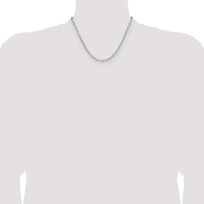 14k White Gold 3.5mm Solid Beveled Paperclip Chain