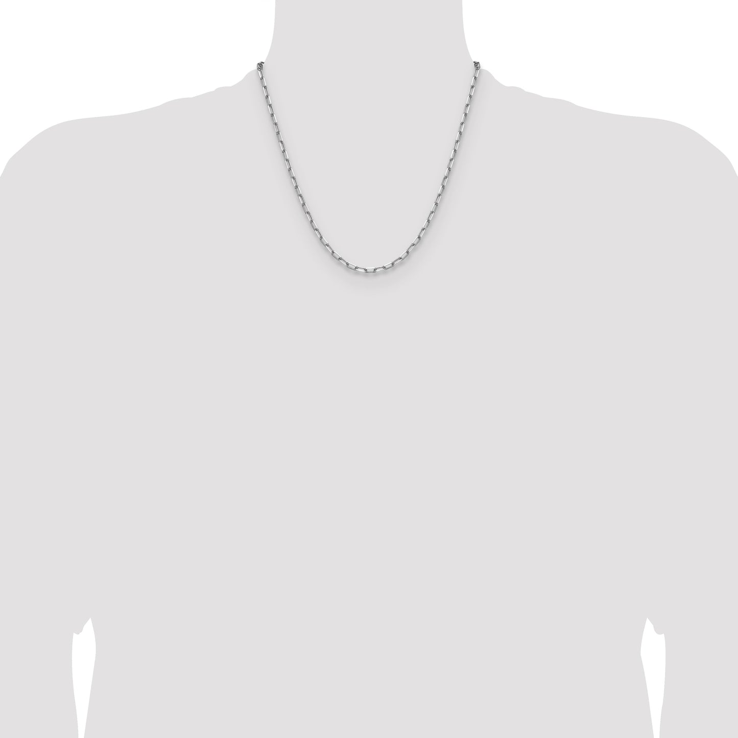 14k White Gold 3.5mm Solid Beveled Paperclip Chain