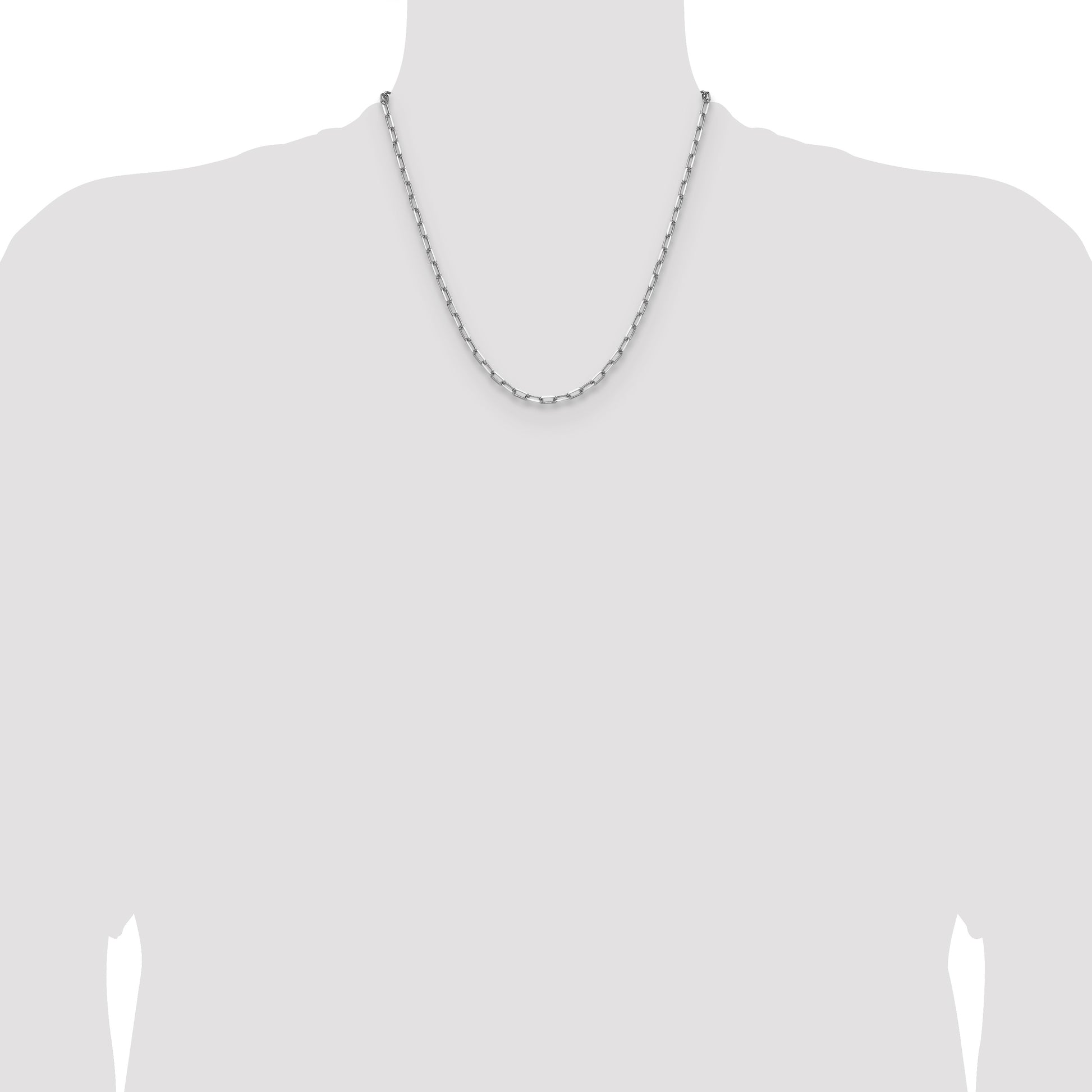 14k White Gold 3.5mm Solid Beveled Paperclip Chain