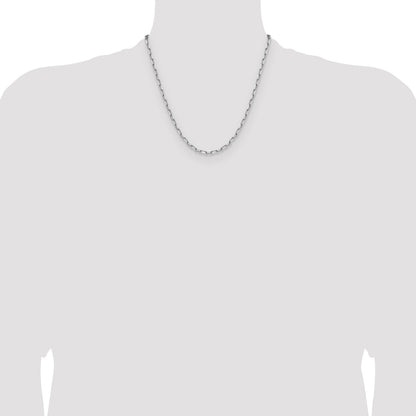 14k White Gold 3.5mm Solid Beveled Paperclip Chain