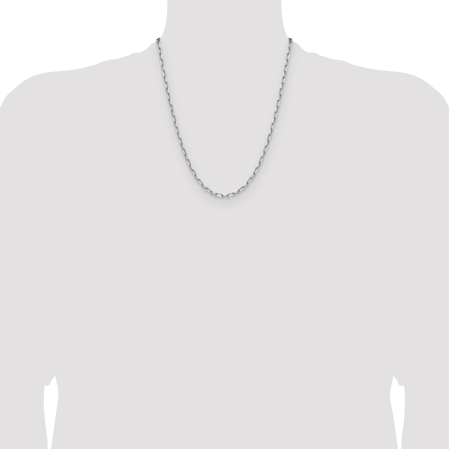 14k White Gold 3.5mm Solid Beveled Paperclip Chain