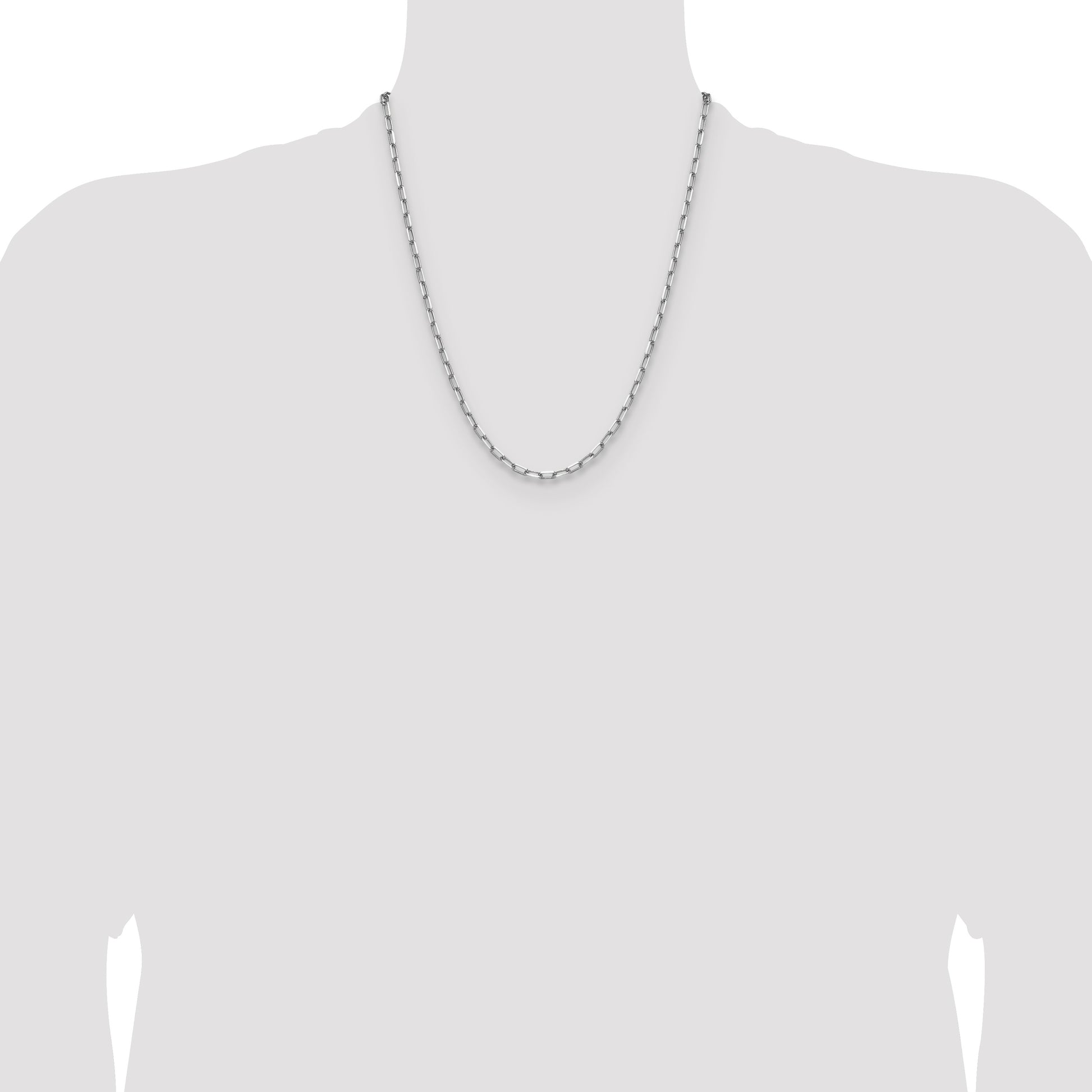 14k White Gold 3.5mm Solid Beveled Paperclip Chain
