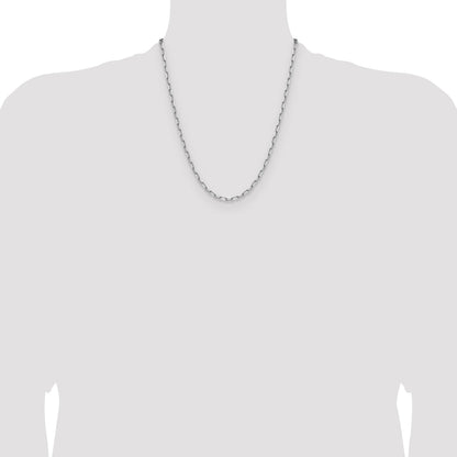 14k White Gold 3.5mm Solid Beveled Paperclip Chain