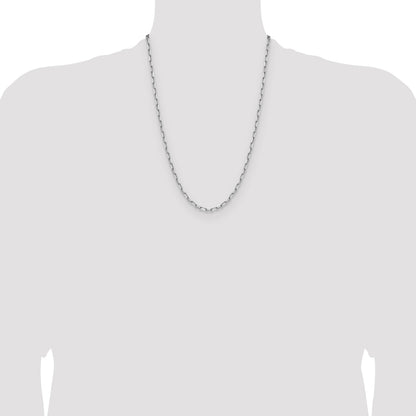 14k White Gold 3.5mm Solid Beveled Paperclip Chain