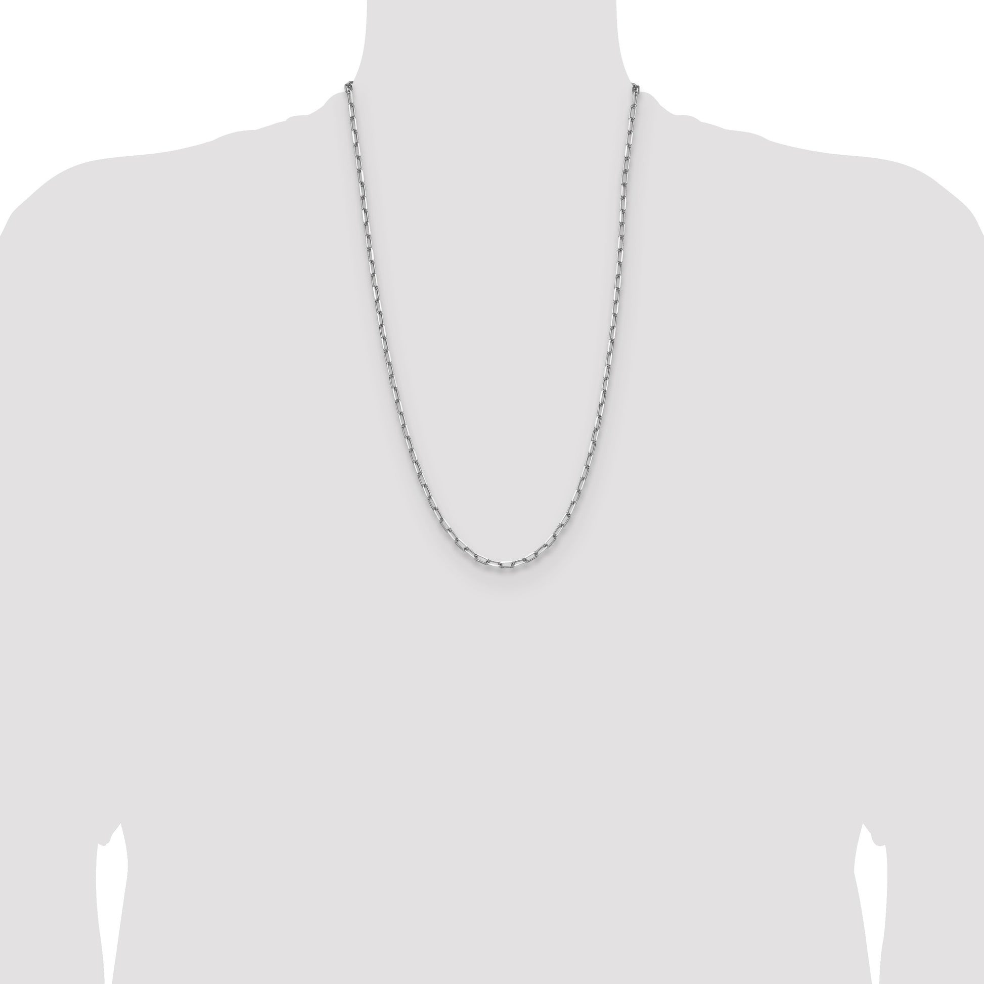 14k White Gold 3.5mm Solid Beveled Paperclip Chain