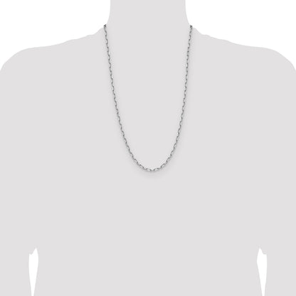 14k White Gold 3.5mm Solid Beveled Paperclip Chain