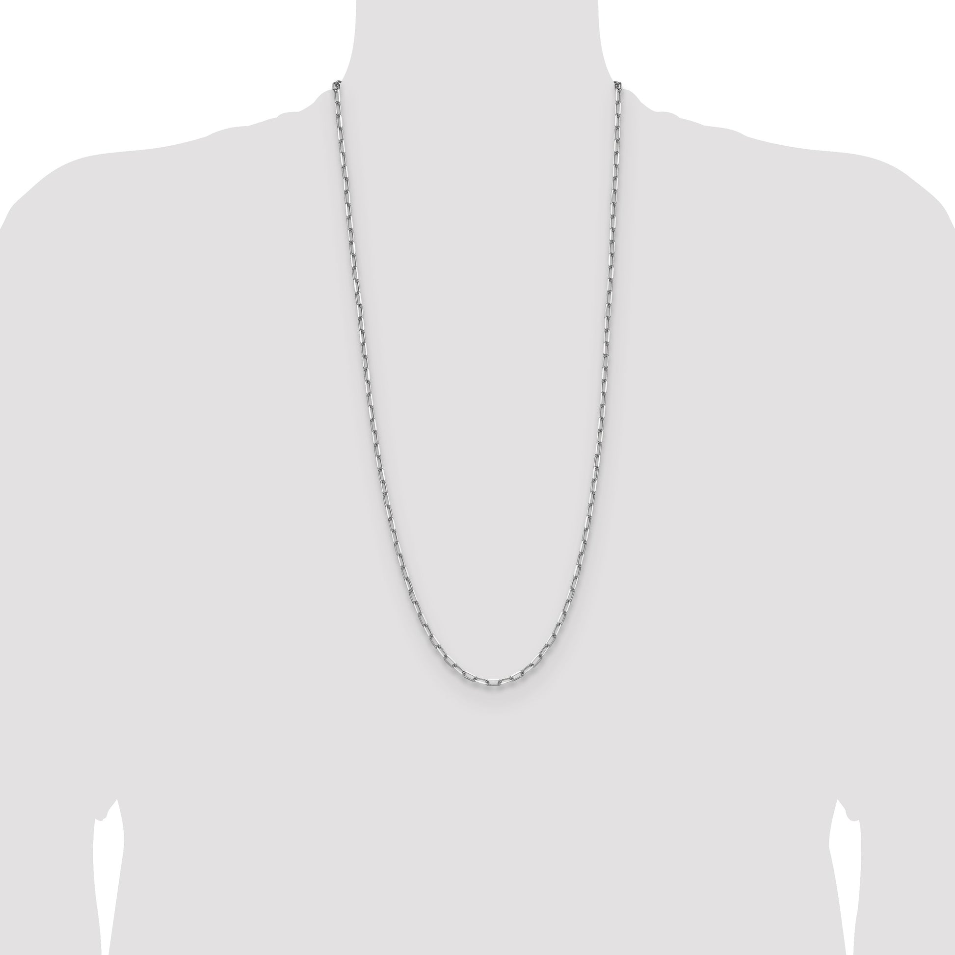 14k White Gold 3.5mm Solid Beveled Paperclip Chain