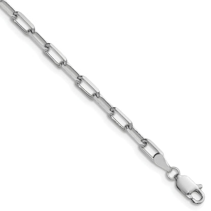 14k White Gold 3.5mm Solid Beveled Paperclip Chain