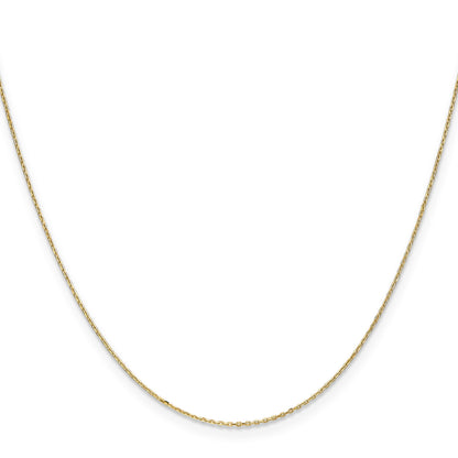 14K 22 inch .8mm Diamond-cut Cable with Spring Ring Clasp Chain