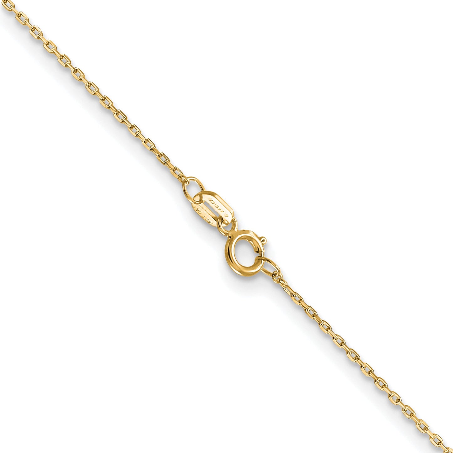 14K 14 inch .8mm Diamond-cut Cable with Spring Ring Clasp Chain