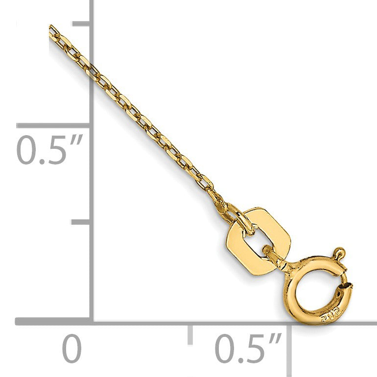 14K 9 inch .8mm Diamond-cut Cable with Spring Ring Clasp Anklet